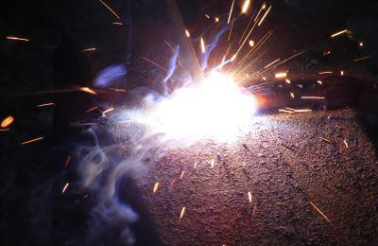 A potentially hazardous welding spark