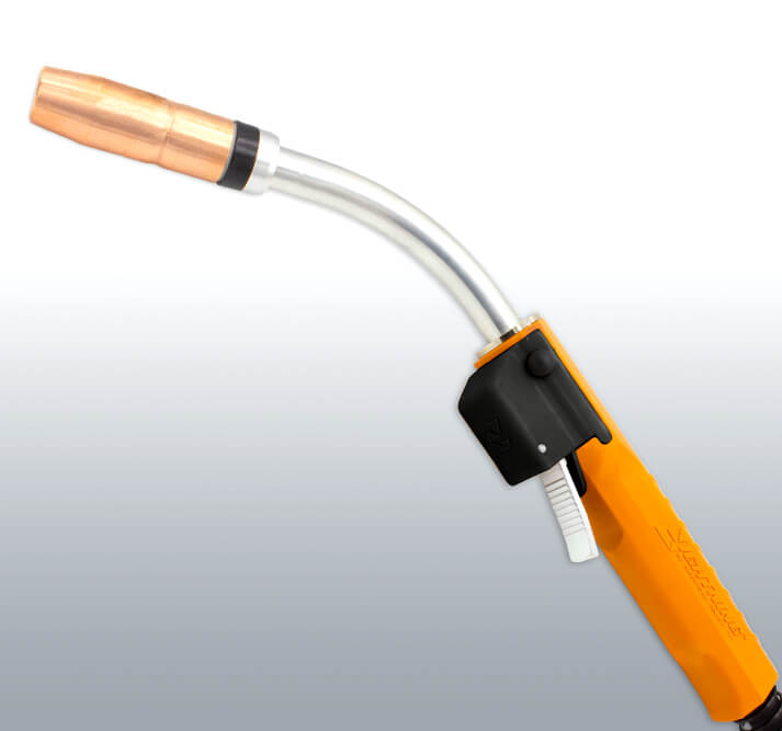 Orange handle GRAY gradient behind Semi automatic MIG gun