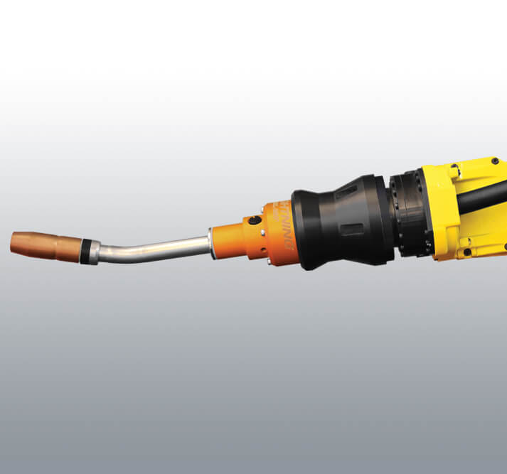 Robotic MIG GRAY gradient behind Robotic MIG gun