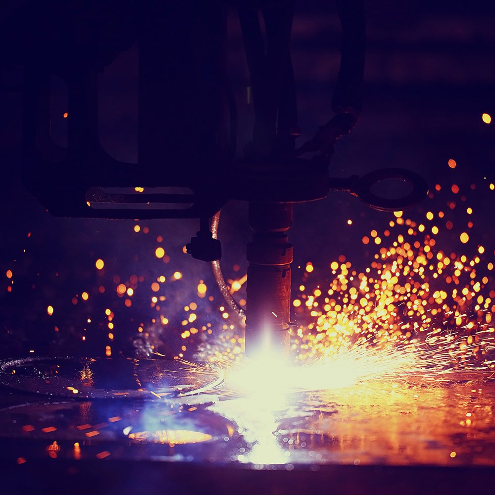 Plasma cutting of metal Plasma Cutting in Action